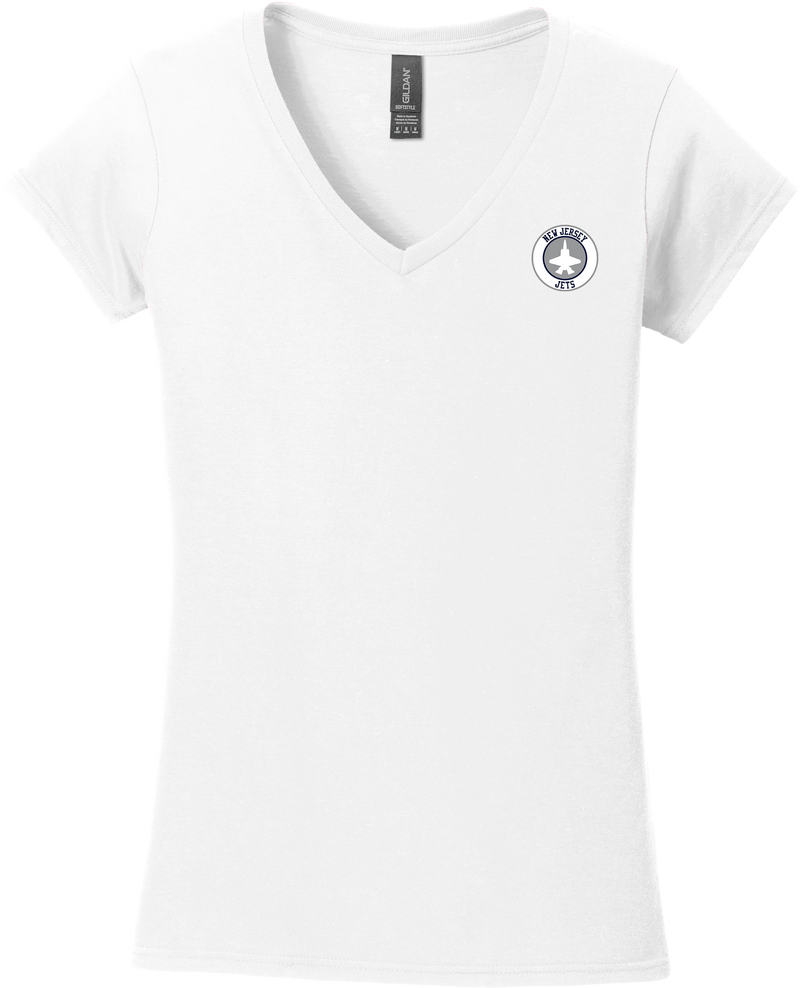 NJ Jets Softstyle Ladies Fit V-Neck T-Shirt