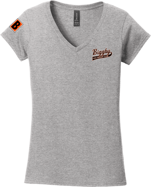 Biggby Coffee AAA Softstyle Ladies Fit V-Neck T-Shirt