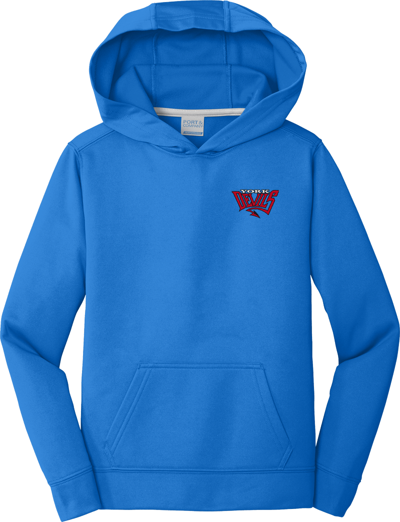 York Devils Youth Performance Fleece Pullover Hooded Sweatshirt