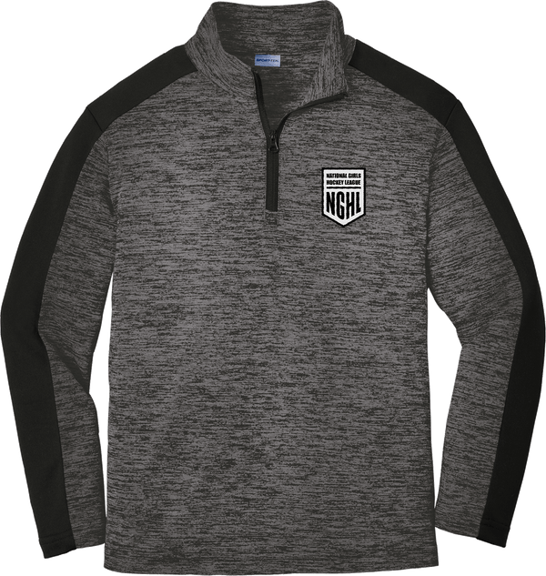 NGHL Youth PosiCharge  Electric Heather Colorblock 1/4-Zip Pullover (E2222-LC)